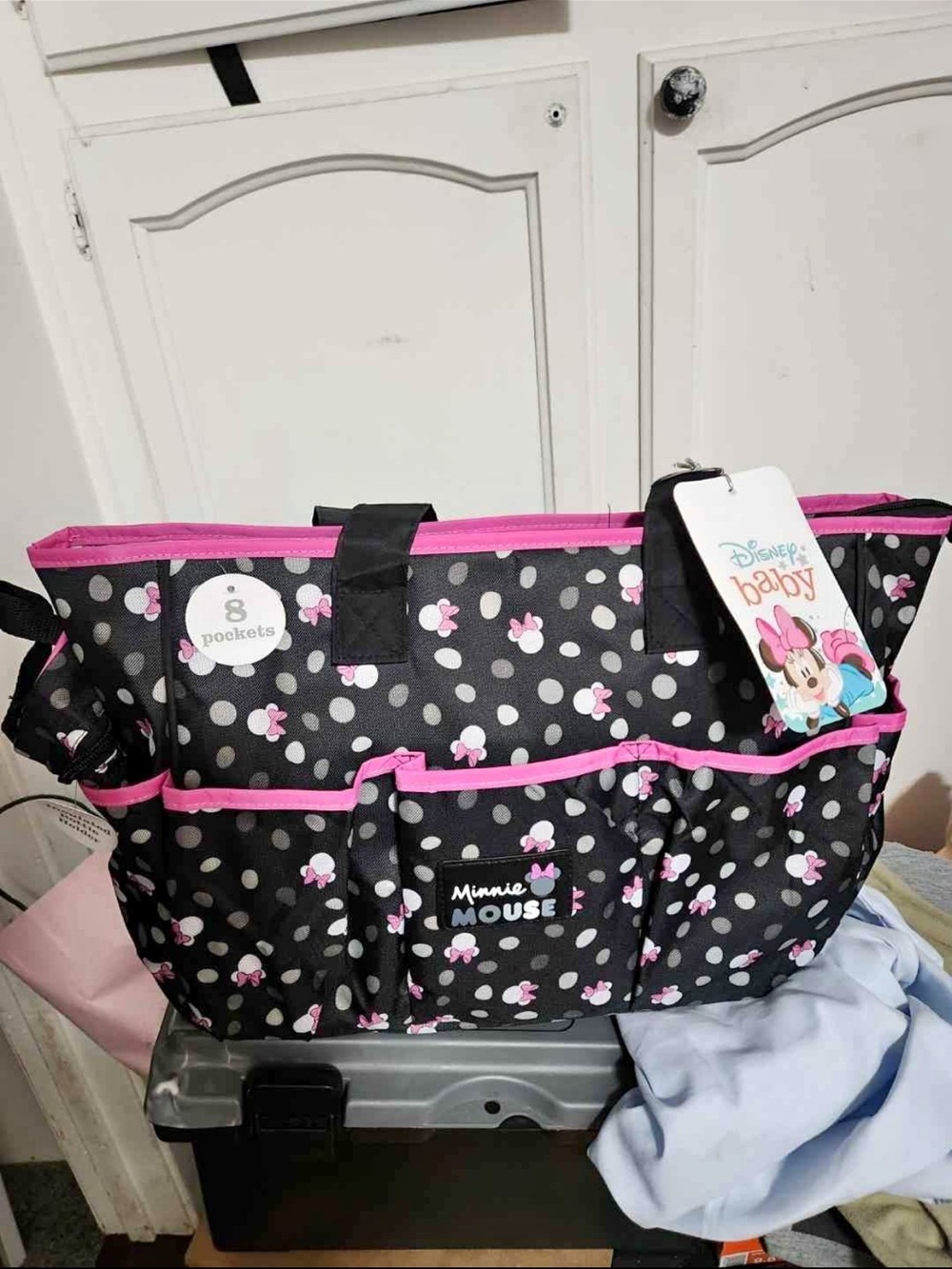 Disney Minnie Mouse Black and Pink Multi-Pocket Organizer Tote